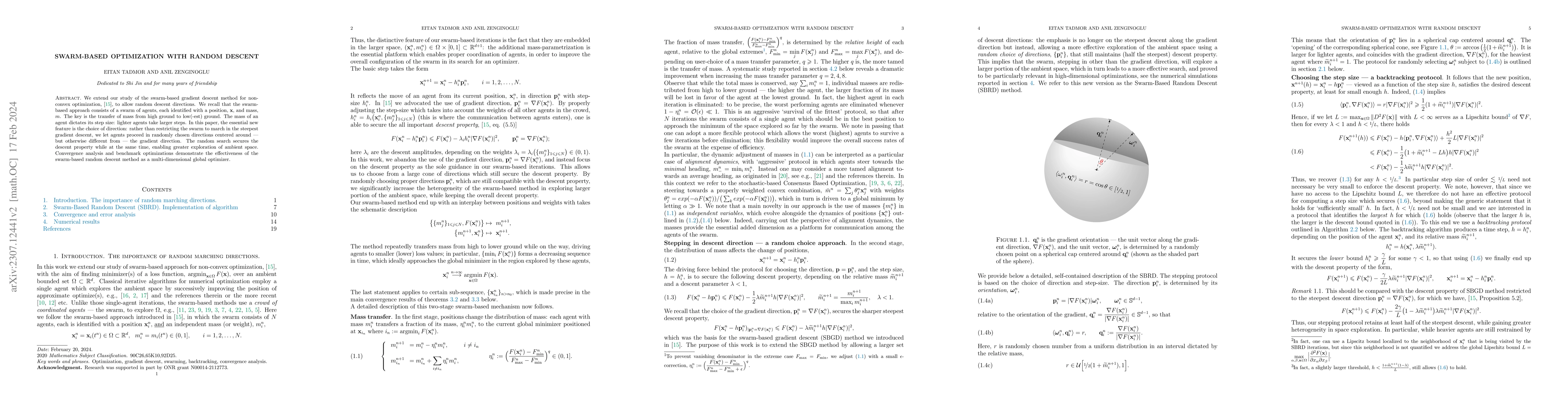 Thumbnail for Swarm-based optimization with random descent