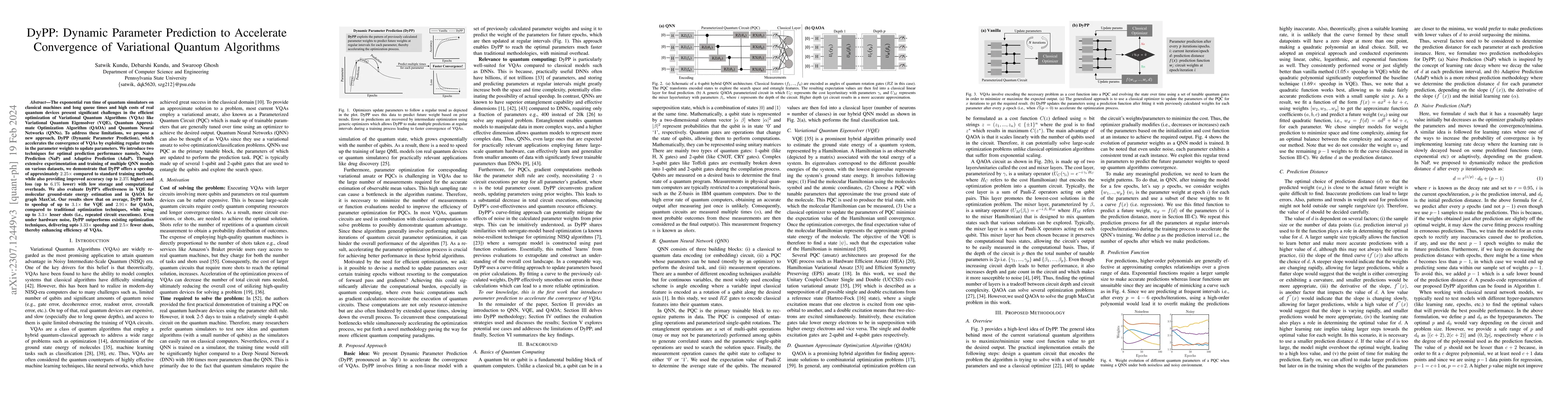 Thumbnail for DyPP: Dynamic Parameter Prediction to Accelerate Convergence of
  Variational Quantum Algorithms