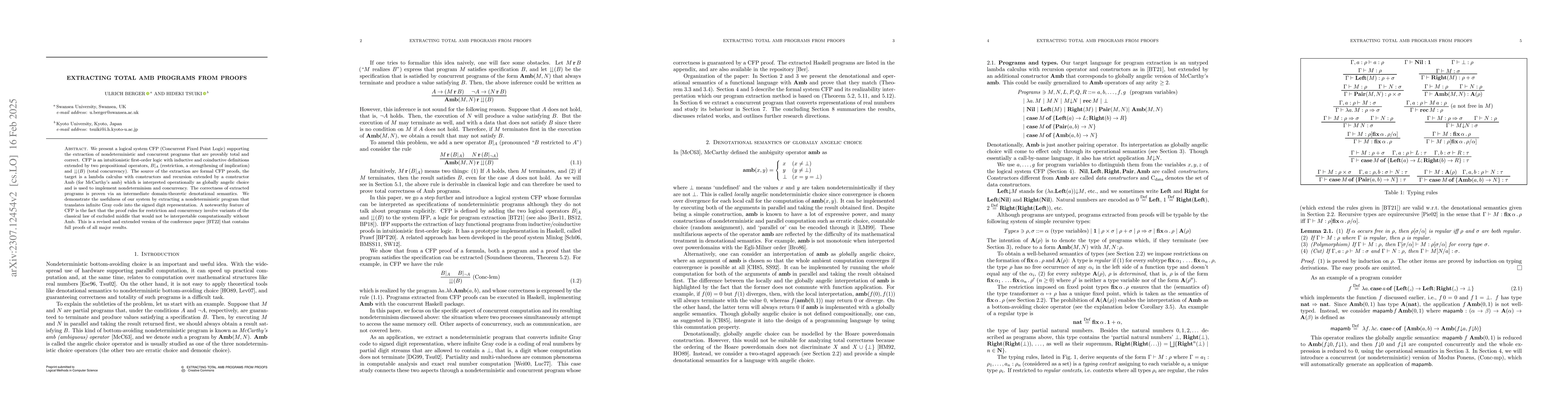 Thumbnail for Extracting total Amb programs from proofs