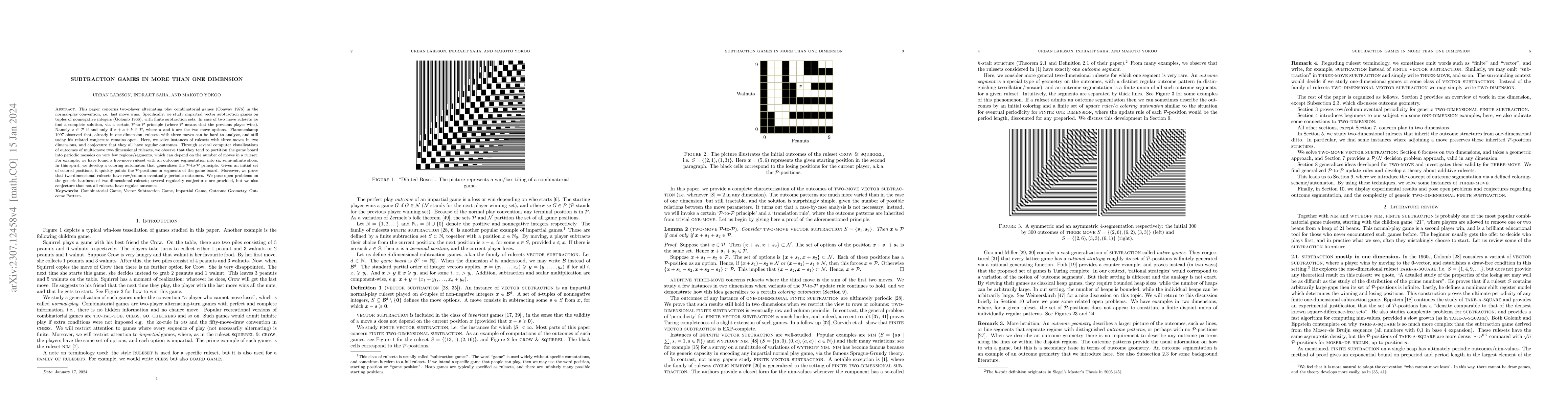 Thumbnail for Subtraction games in more than one dimension