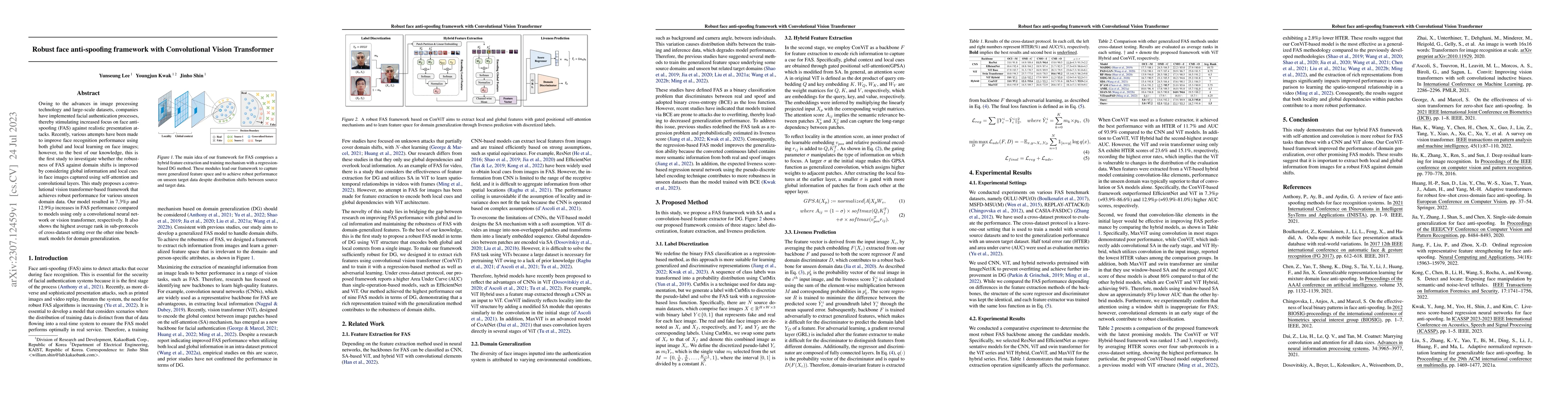 Thumbnail for Robust face anti-spoofing framework with Convolutional Vision
  Transformer