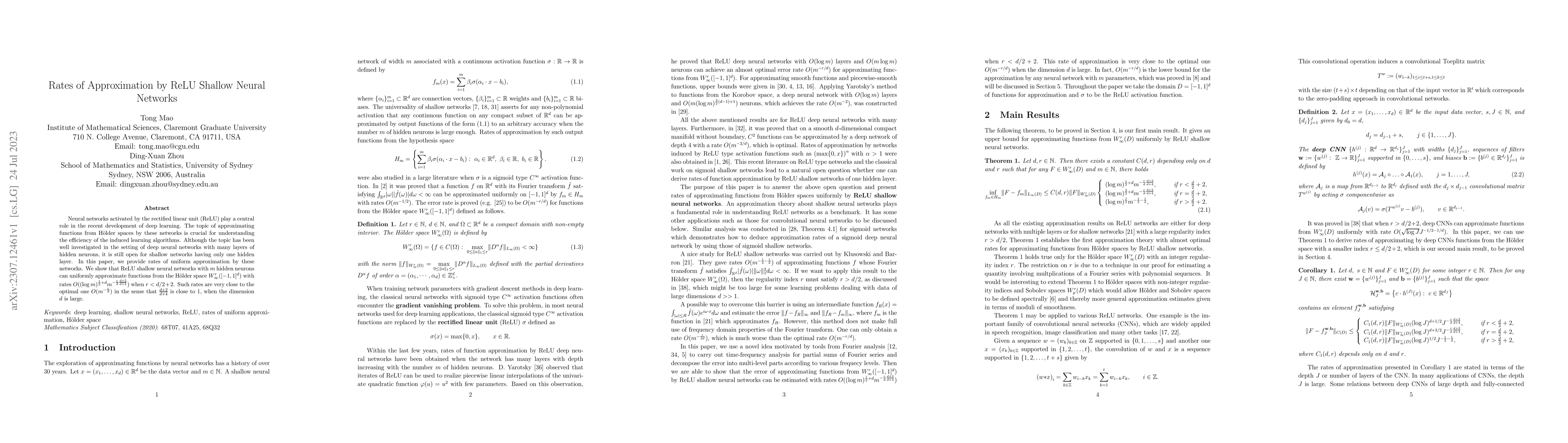 Thumbnail for Rates of Approximation by ReLU Shallow Neural Networks