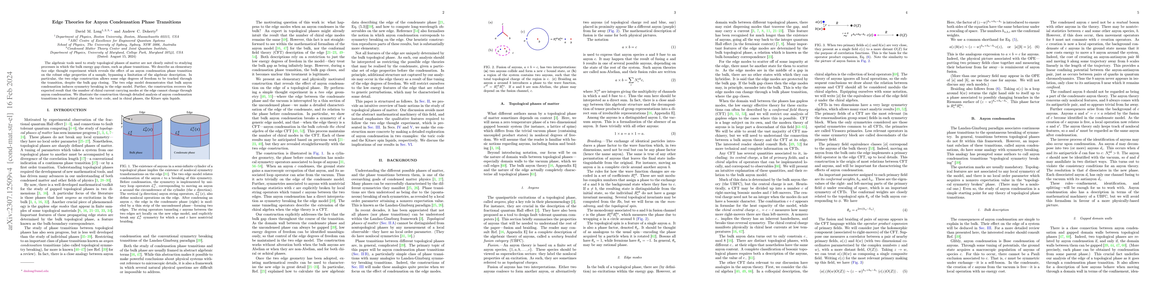 Thumbnail for Edge Theories for Anyon Condensation Phase Transitions