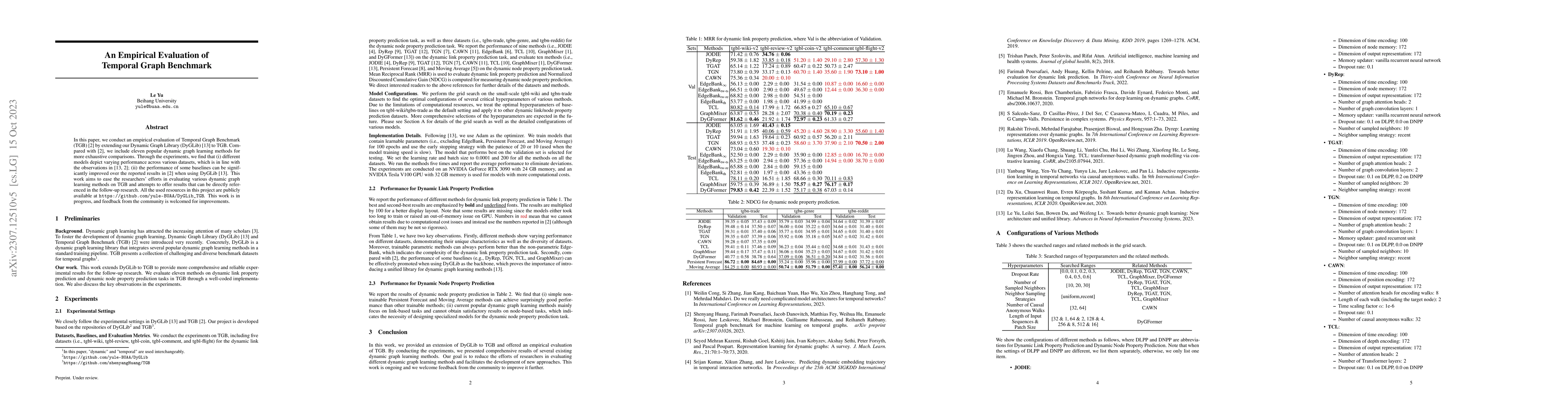 Thumbnail for An Empirical Evaluation of Temporal Graph Benchmark