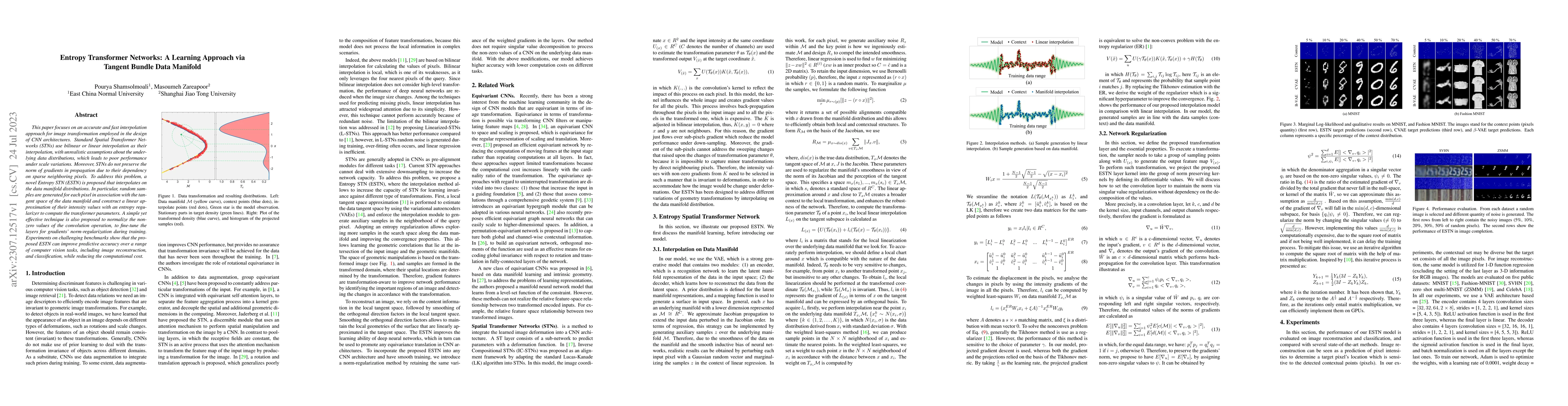 Thumbnail for Entropy Transformer Networks: A Learning Approach via Tangent Bundle
  Data Manifold