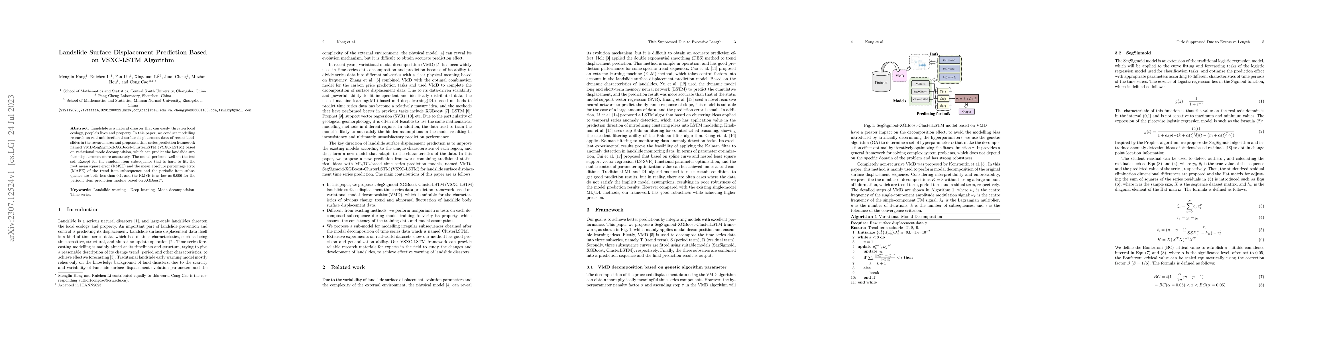 Thumbnail for Landslide Surface Displacement Prediction Based on VSXC-LSTM Algorithm