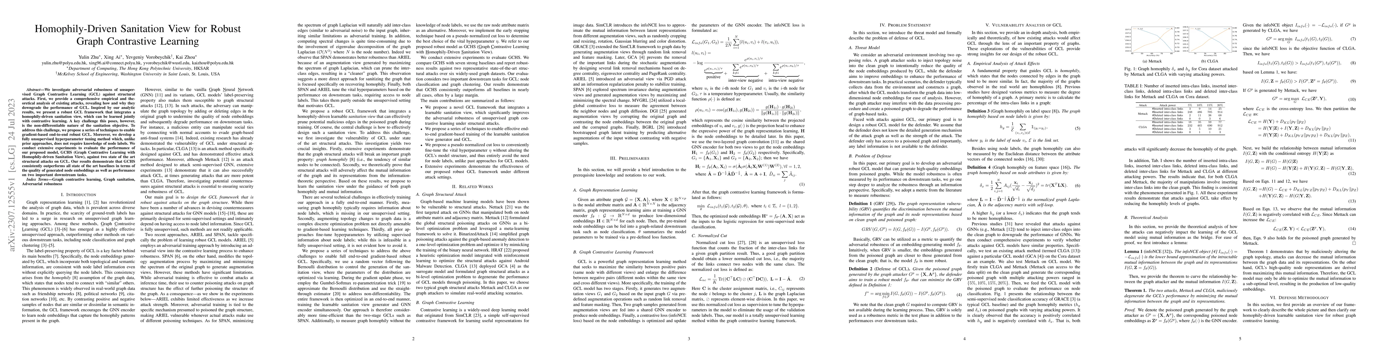 Thumbnail for Homophily-Driven Sanitation View for Robust Graph Contrastive Learning