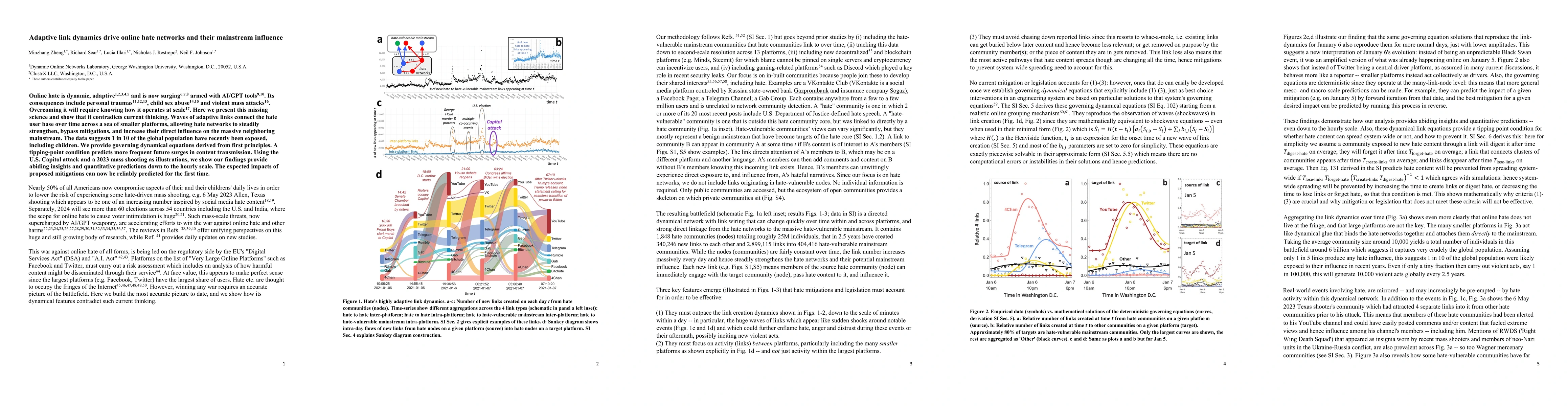Thumbnail for Adaptive link dynamics drive online hate networks and their mainstream
  influence