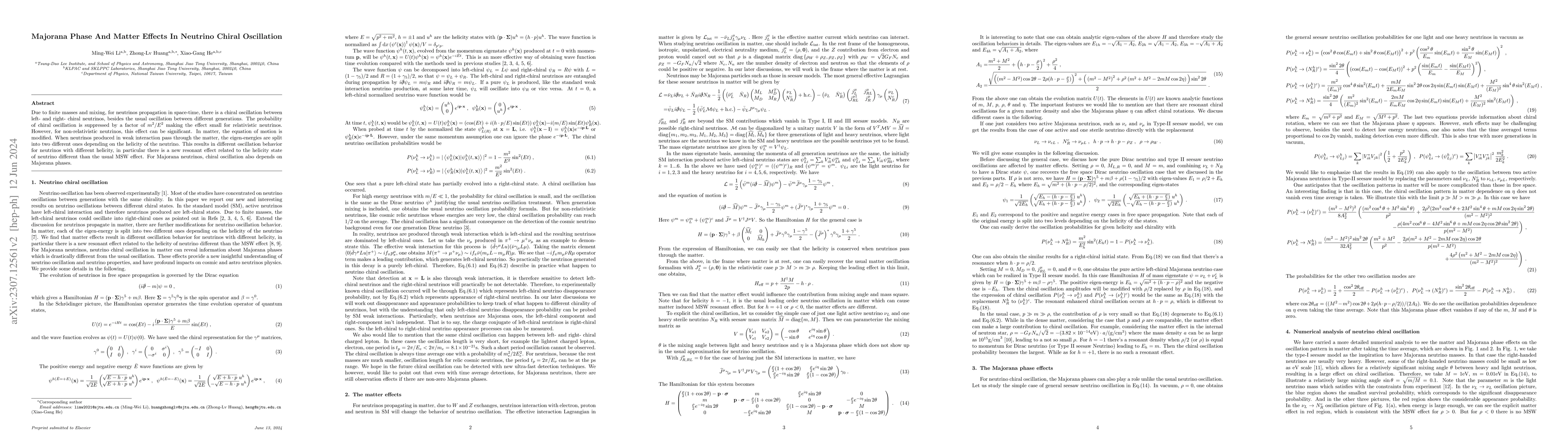Thumbnail for Majorana Phase And Matter Effects In Neutrino Chiral Oscillation