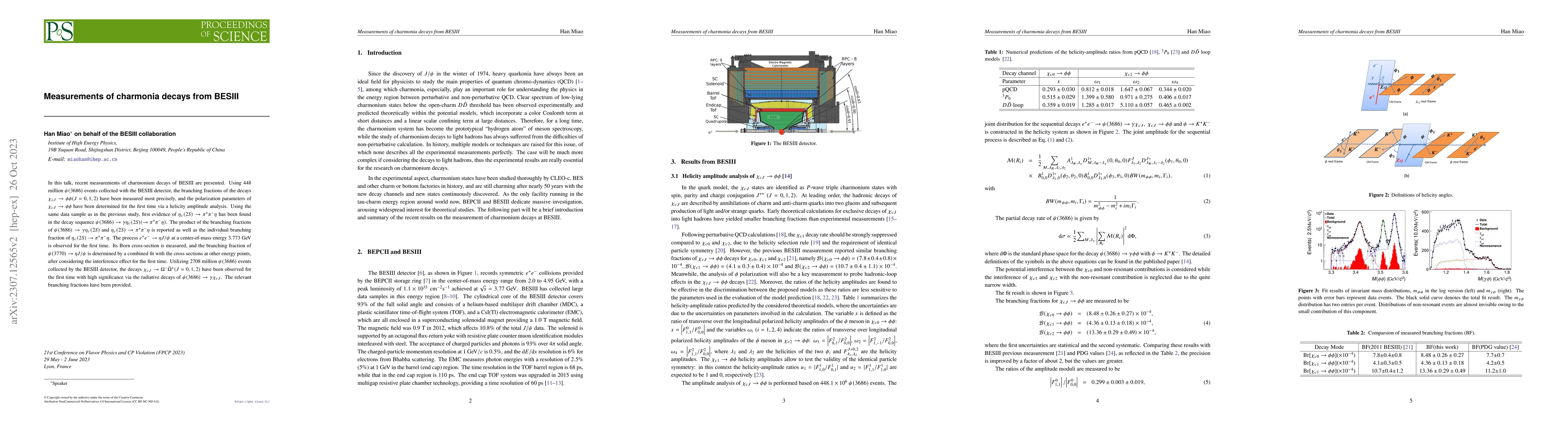Thumbnail for Measurements of charmonia decays from BESIII