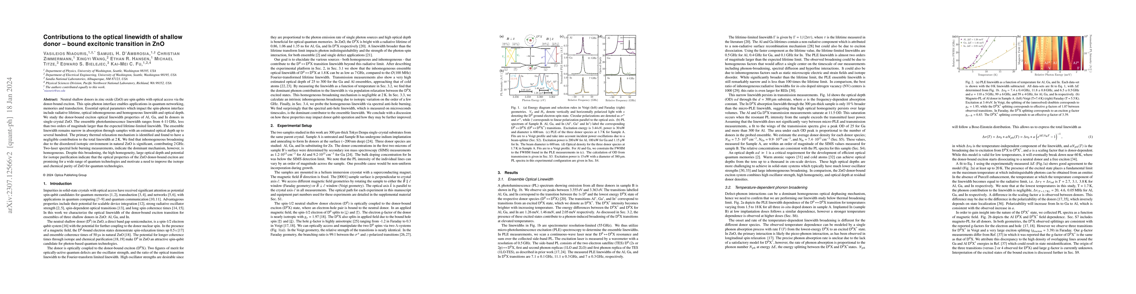 Thumbnail for Contributions to the optical linewidth of shallow donor-bound excitonic
  transition in ZnO