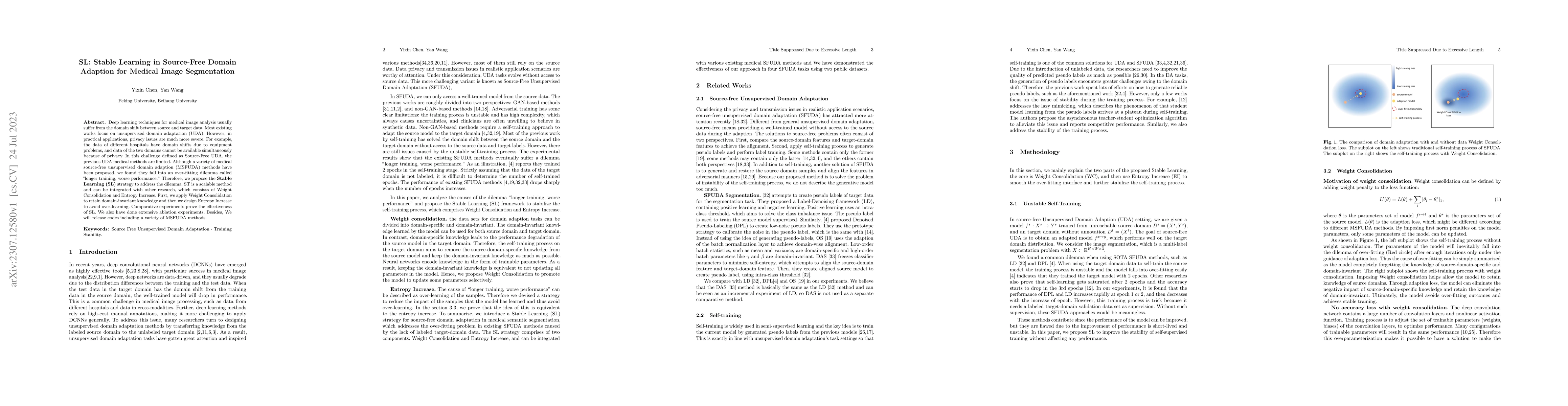 Thumbnail for SL: Stable Learning in Source-Free Domain Adaption for Medical Image
  Segmentation