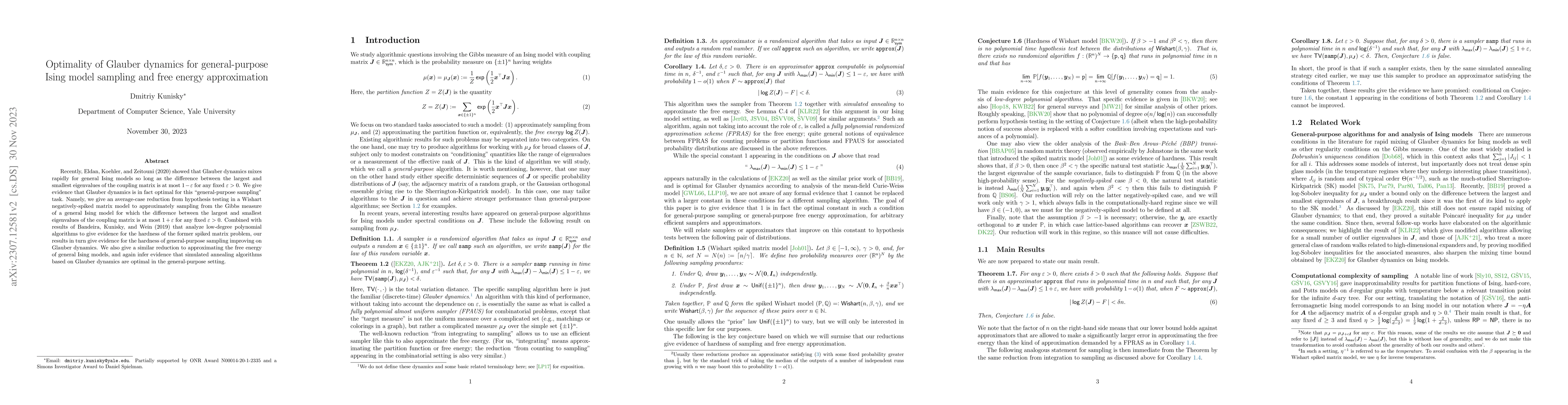 Thumbnail for Optimality of Glauber dynamics for general-purpose Ising model sampling
  and free energy approximation