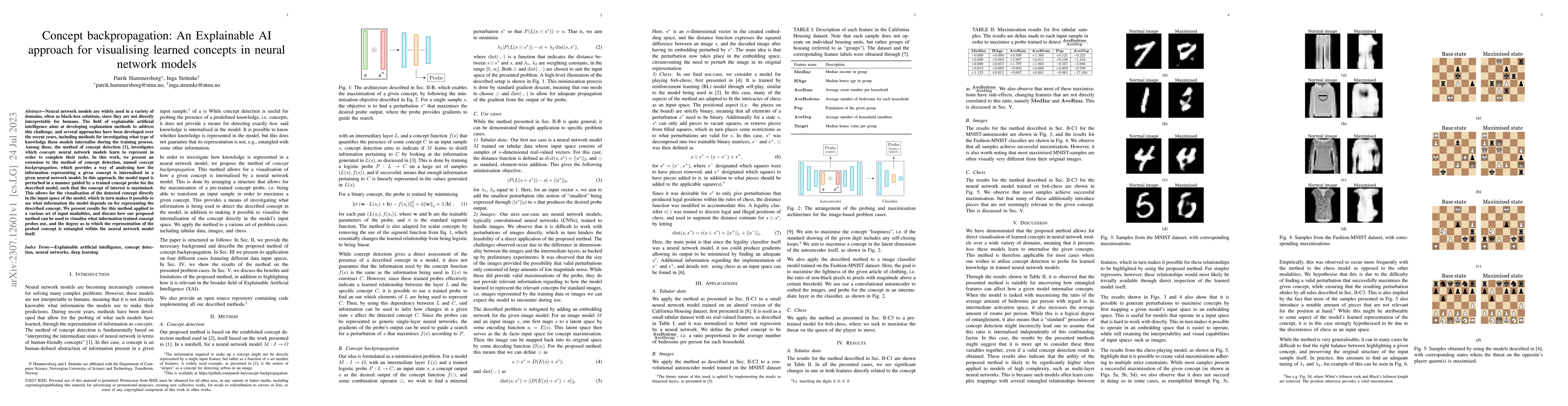 Thumbnail for Concept backpropagation: An Explainable AI approach for visualising
  learned concepts in neural network models