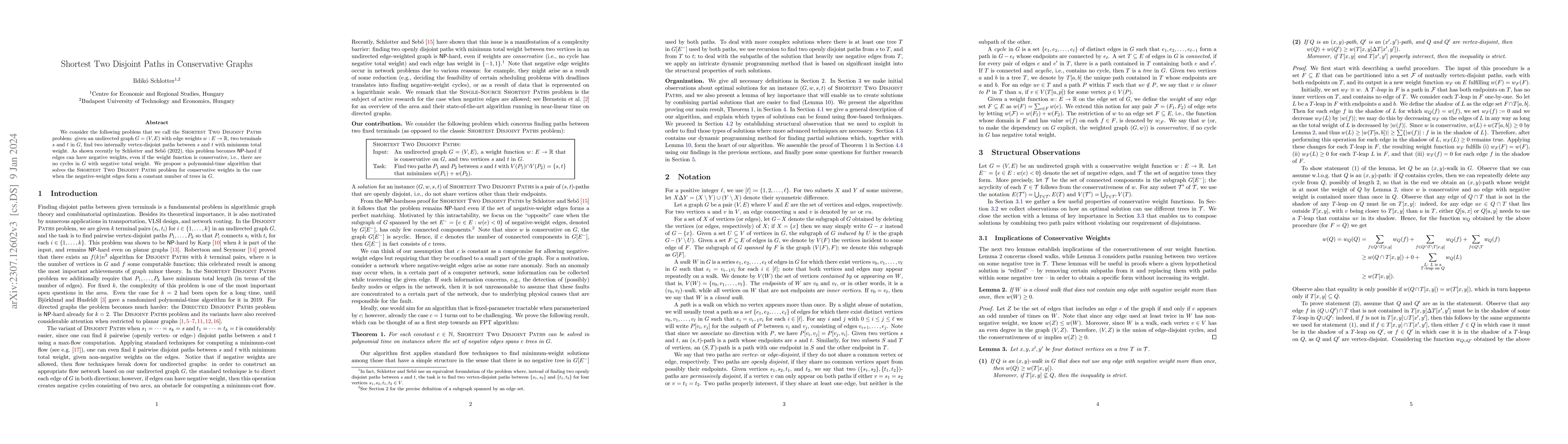 Thumbnail for Shortest two disjoint paths in conservative graphs
