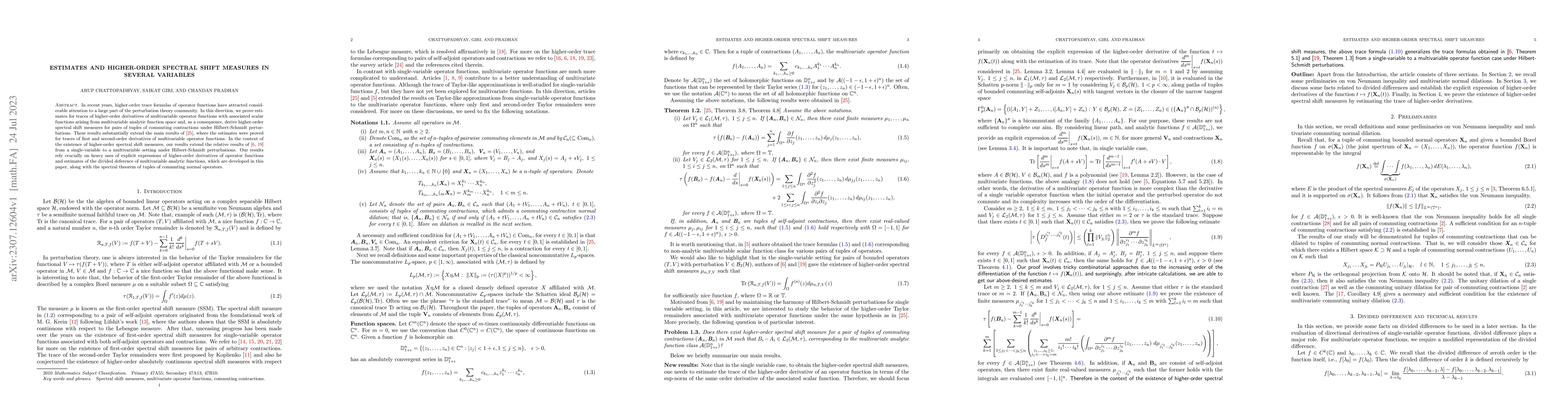 Thumbnail for Estimates and Higher-Order Spectral Shift Measures in Several Variables