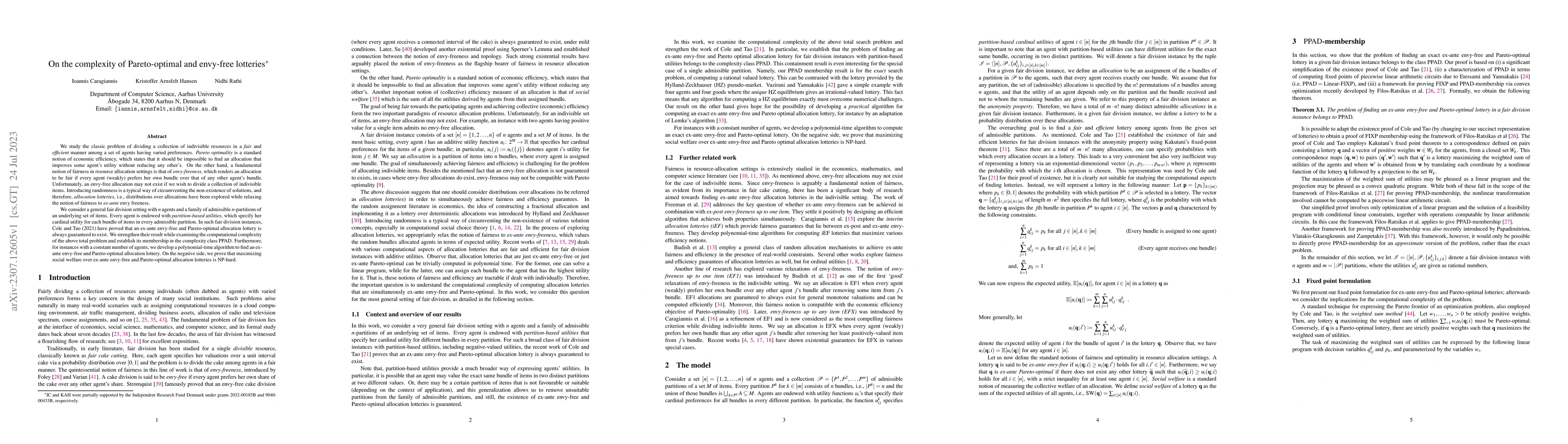 Thumbnail for On the complexity of Pareto-optimal and envy-free lotteries