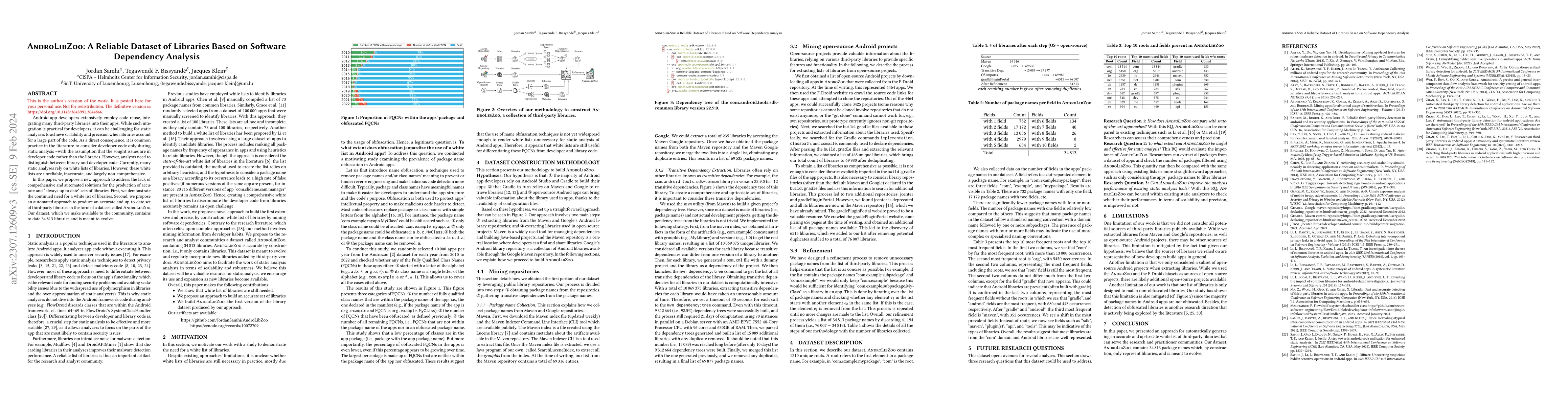 Thumbnail for AndroLibZoo: A Reliable Dataset of Libraries Based on Software
  Dependency Analysis