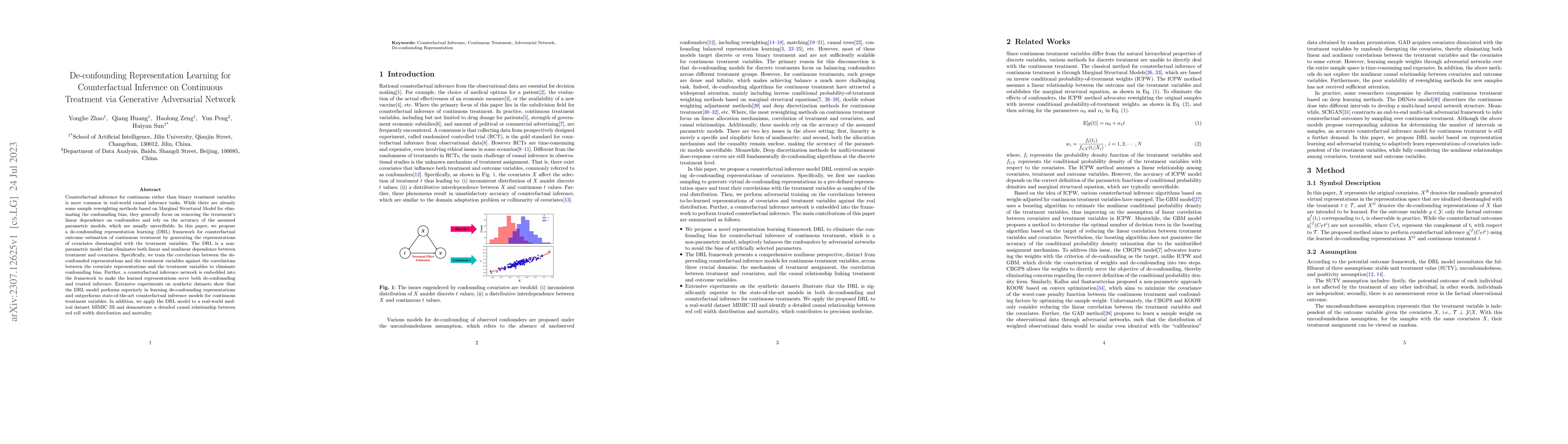 Thumbnail for De-confounding Representation Learning for Counterfactual Inference on
  Continuous Treatment via Generative Adversarial Network