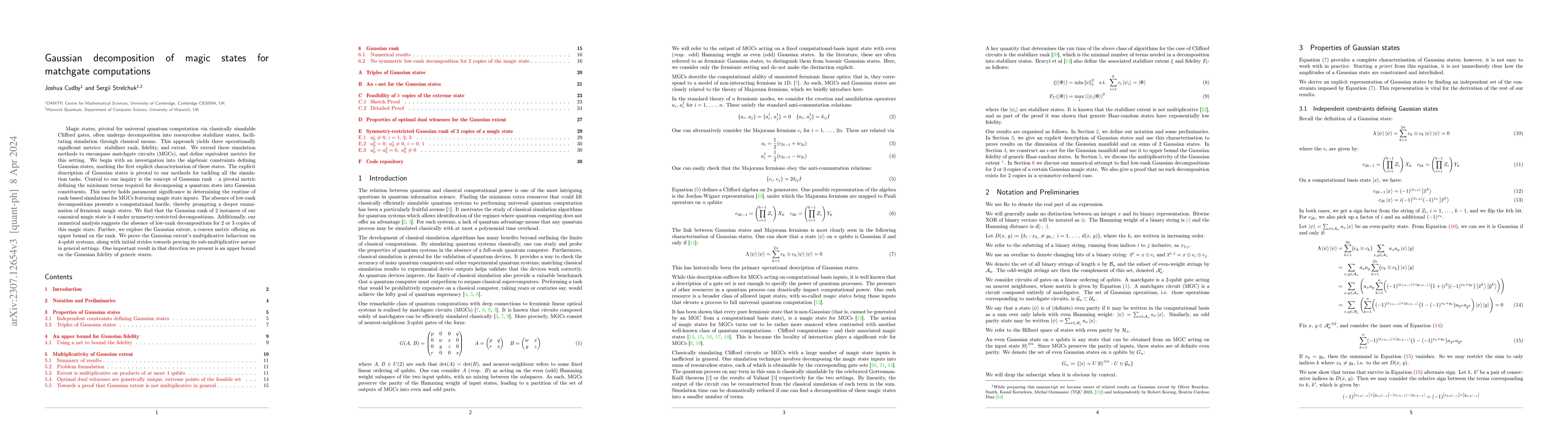 Thumbnail for Gaussian decomposition of magic states for matchgate computations