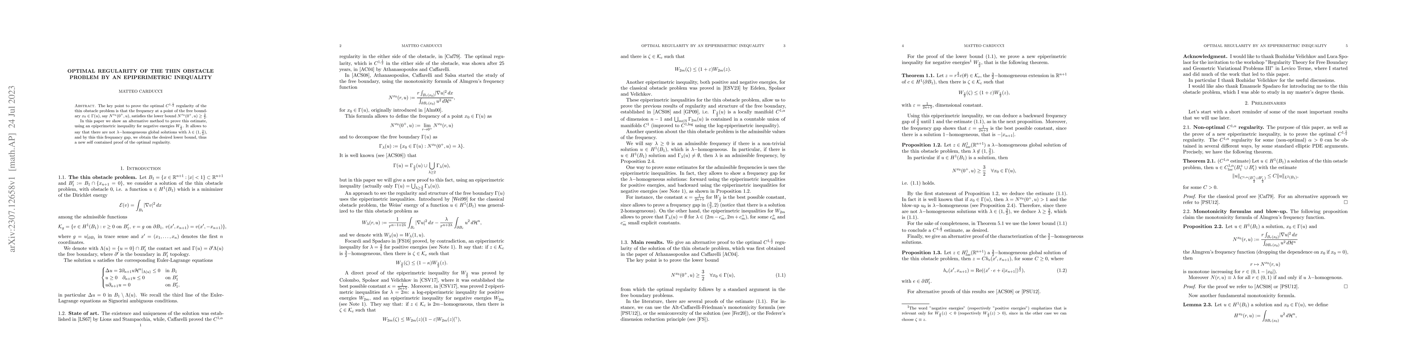 Thumbnail for Optimal regularity of the thin obstacle problem by an epiperimetric
  inequality