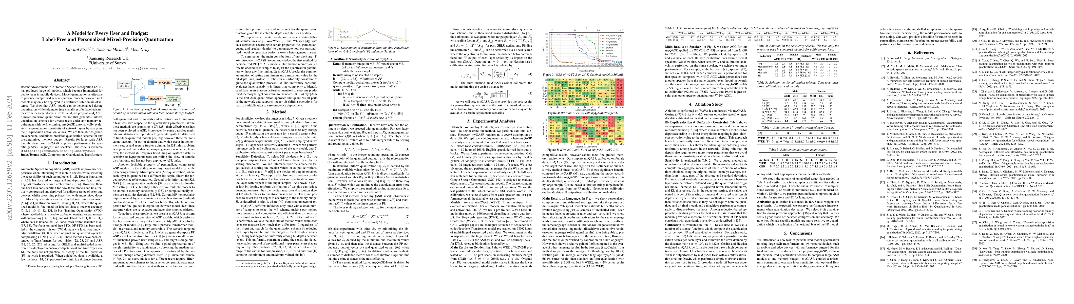 Thumbnail for A Model for Every User and Budget: Label-Free and Personalized
  Mixed-Precision Quantization