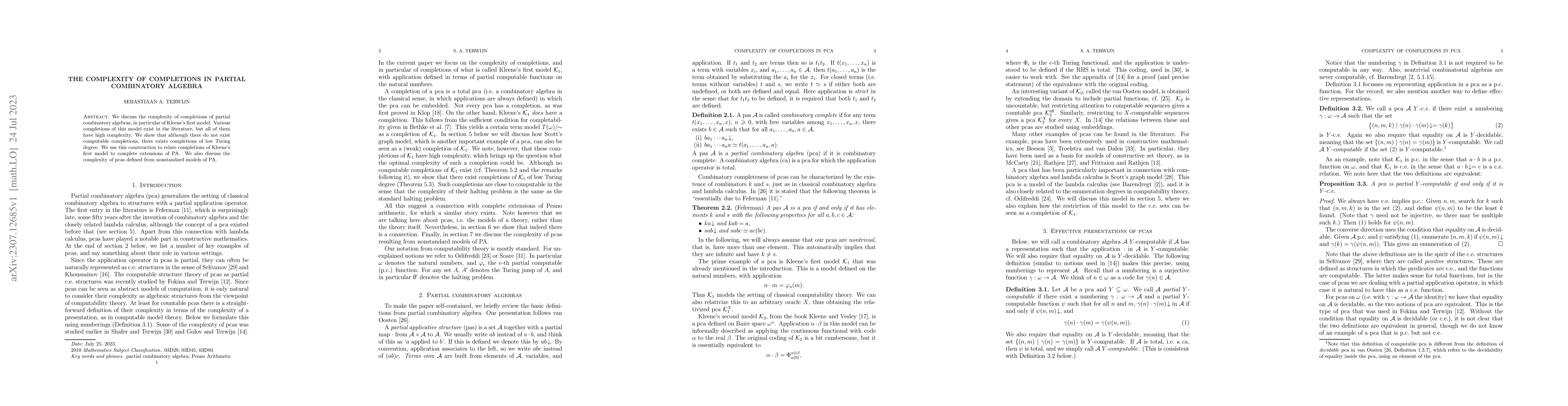 Thumbnail for The complexity of completions in partial combinatory algebra