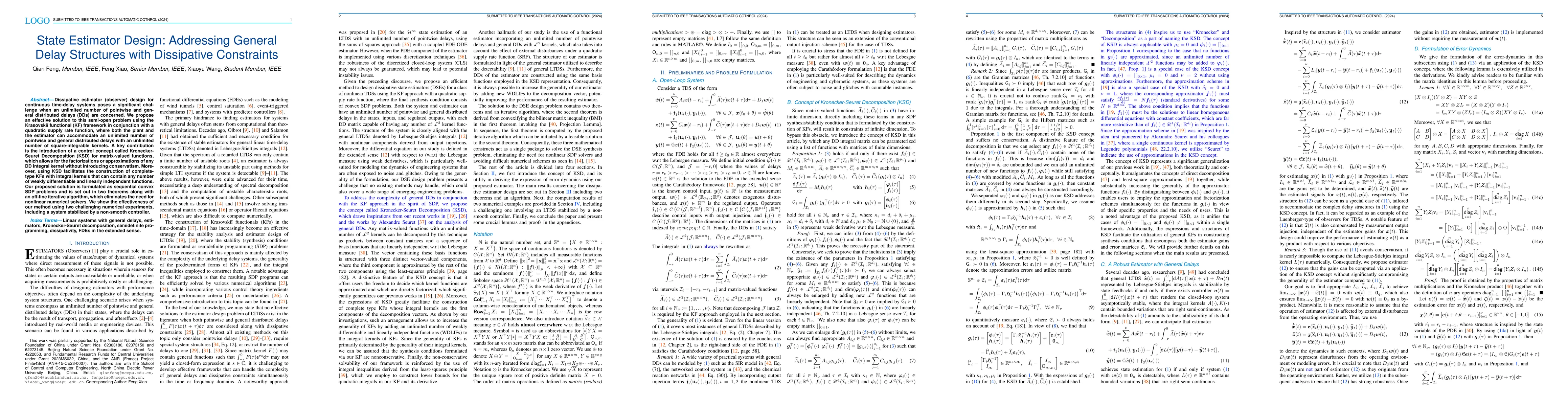 Thumbnail for State Estimator Design: Addressing General Delay Structures with
  Dissipative Constraints