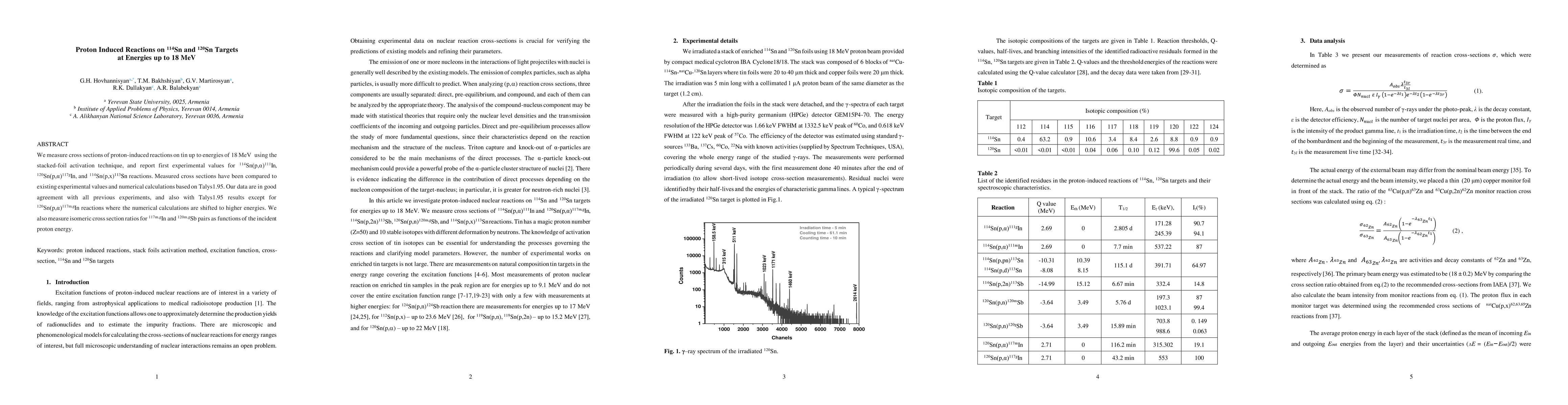 Thumbnail for Proton induced reactions on 114Sn and 120Sn targets at energies up to 18
  MeV