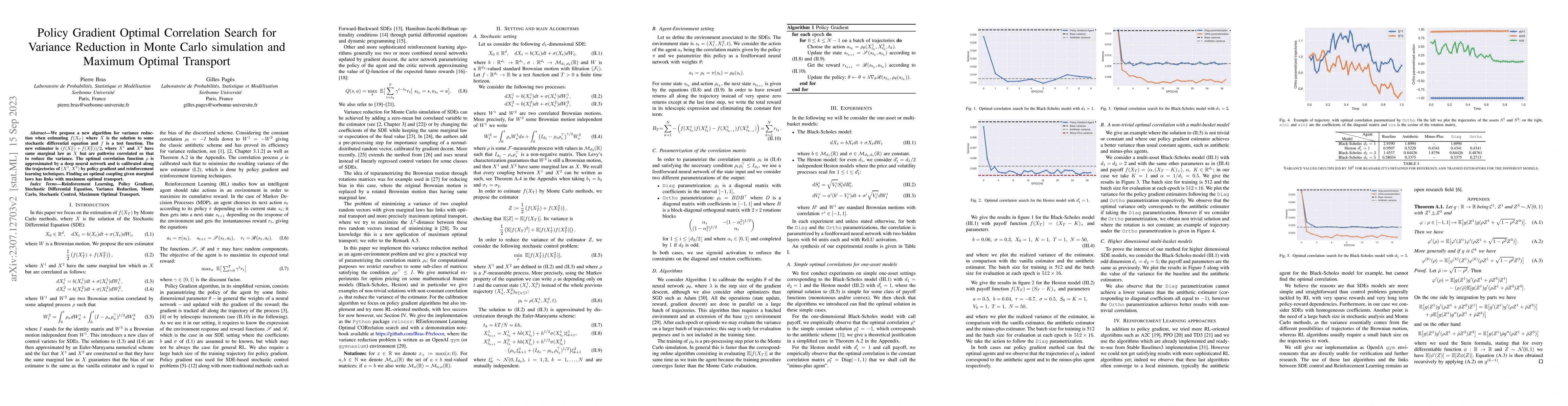 Thumbnail for Policy Gradient Optimal Correlation Search for Variance Reduction in
  Monte Carlo simulation and Maximum Optimal Transport