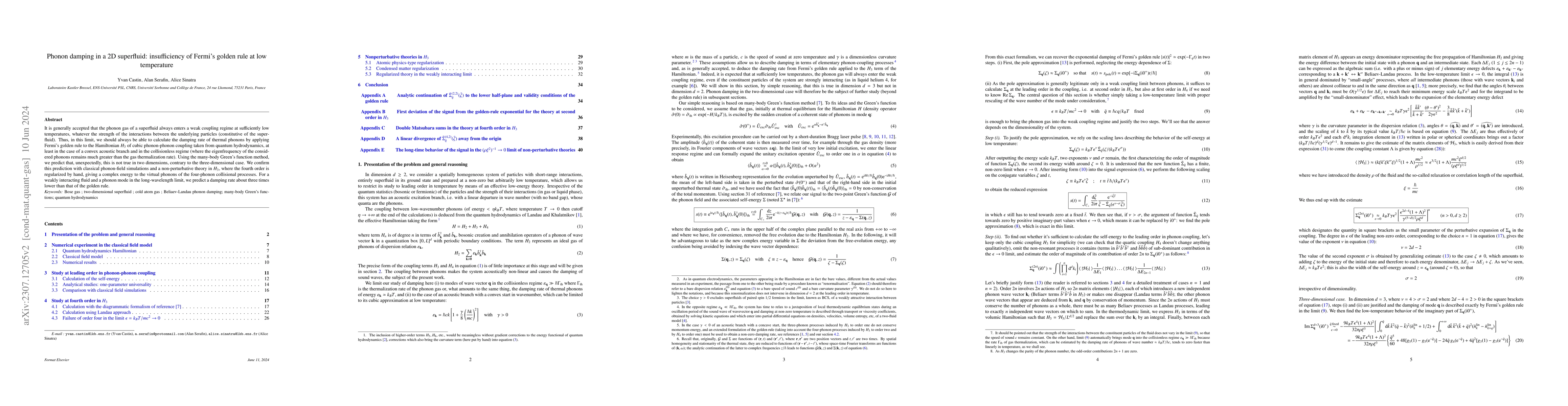 Thumbnail for Phonon damping in a 2D superfluid: insufficiency of Fermi's golden rule
  at low temperature
