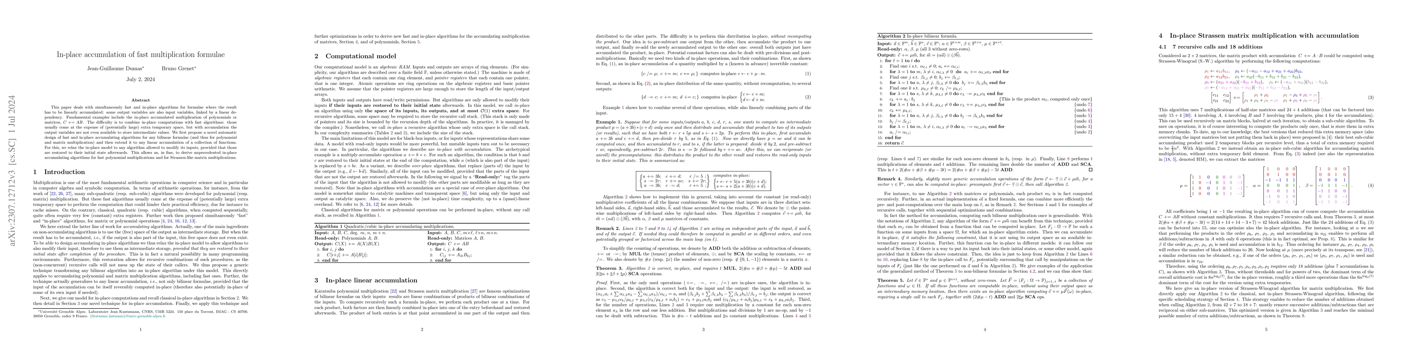 Thumbnail for In-place accumulation of fast multiplication formulae