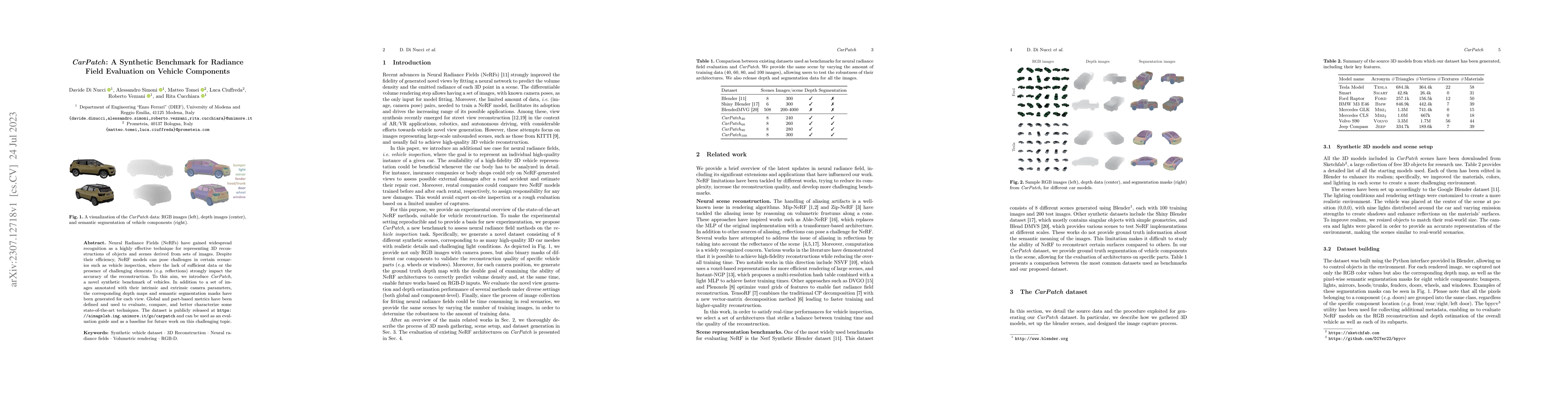 Thumbnail for CarPatch: A Synthetic Benchmark for Radiance Field Evaluation on Vehicle
  Components
