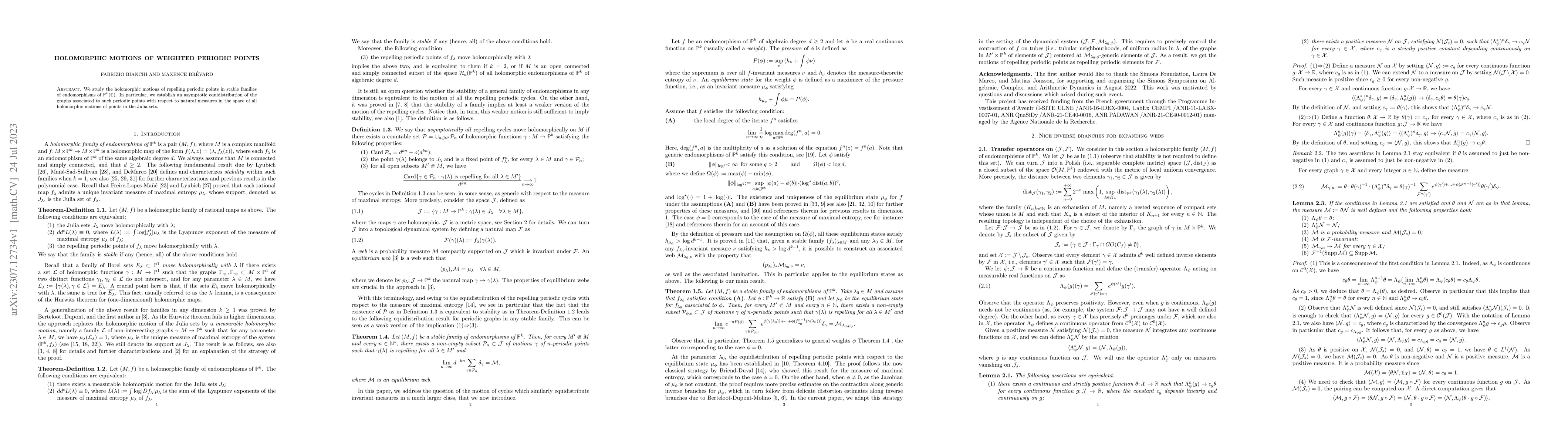 Thumbnail for Holomorphic motions of weighted periodic points