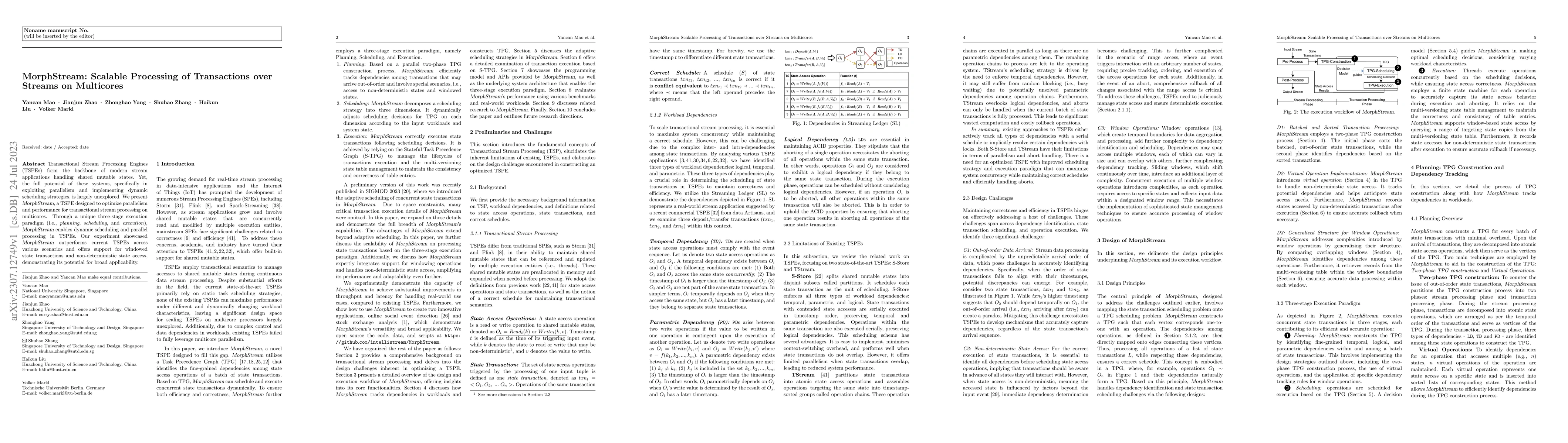 Thumbnail for MorphStream: Scalable Processing of Transactions over Streams on
  Multicores