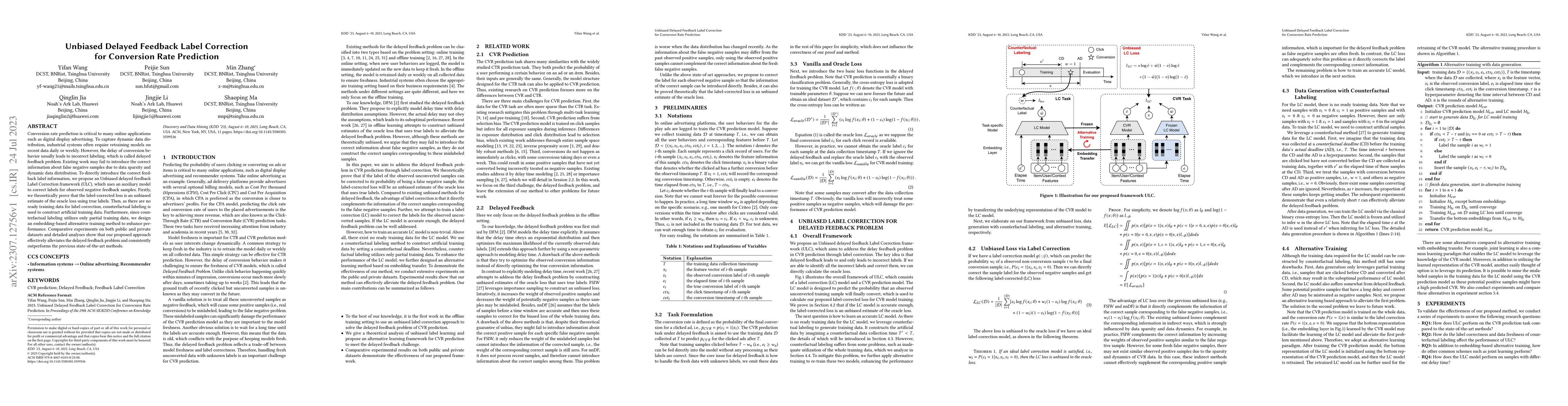 Thumbnail for Unbiased Delayed Feedback Label Correction for Conversion Rate
  Prediction