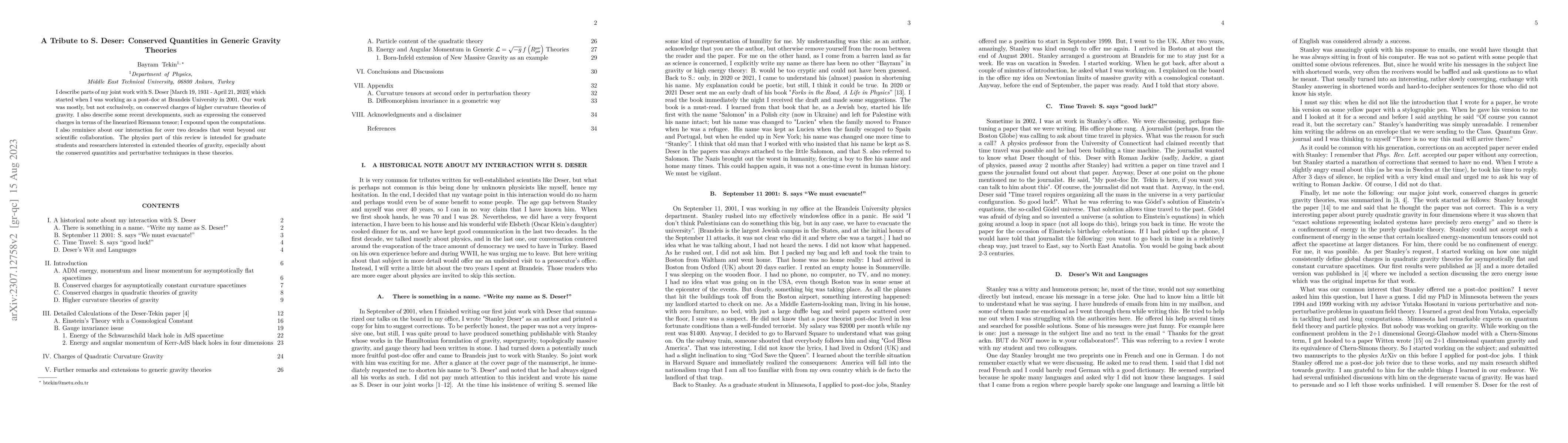 Thumbnail for A Tribute to S. Deser: Conserved Quantities in Generic Gravity Theories