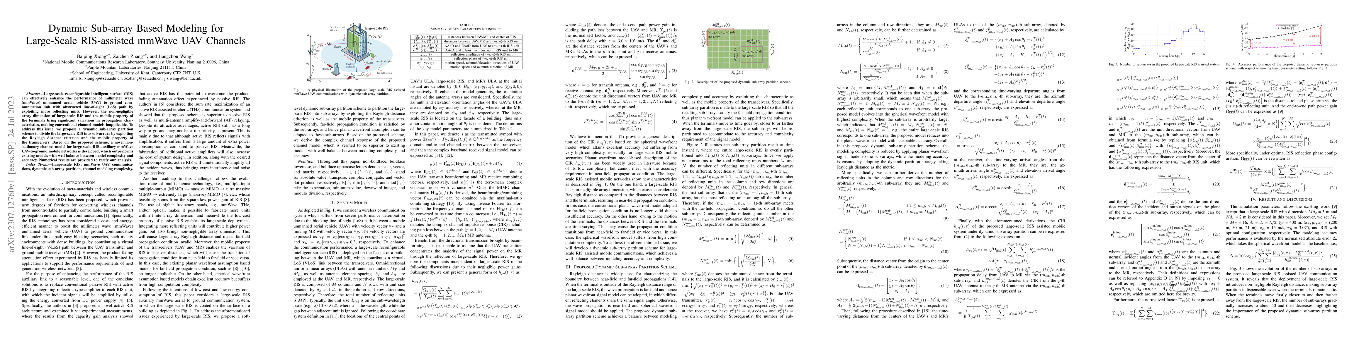 Thumbnail for Dynamic Sub-array Based Modeling for Large-Scale RIS-assisted mmWave UAV
  Channels