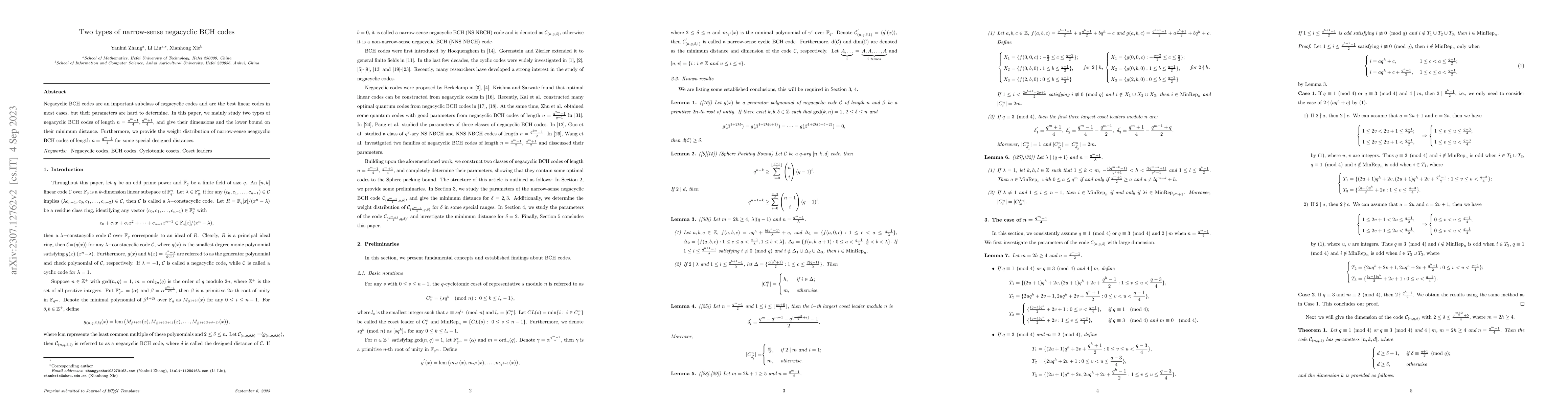 Thumbnail for Two types of narrow-sense negacyclic BCH codes