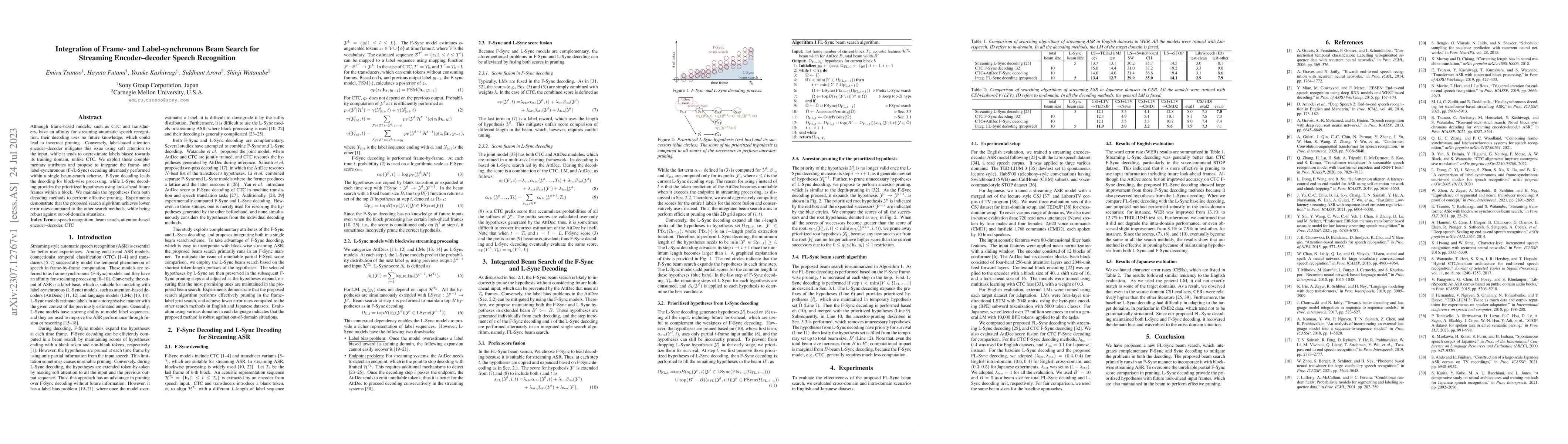 Thumbnail for Integration of Frame- and Label-synchronous Beam Search for Streaming
  Encoder-decoder Speech Recognition