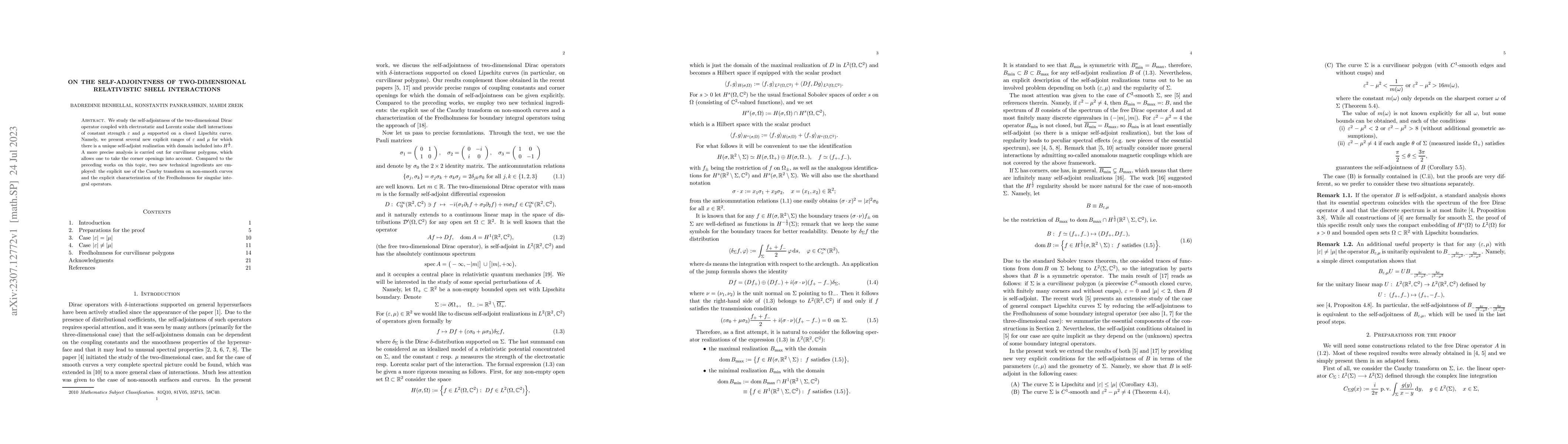 Thumbnail for On the self-adjointness of two-dimensional relativistic shell
  interactions