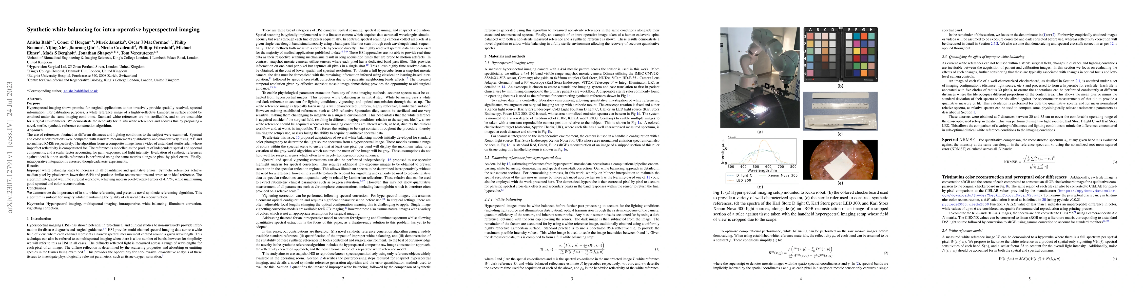 Thumbnail for Synthetic white balancing for intra-operative hyperspectral imaging