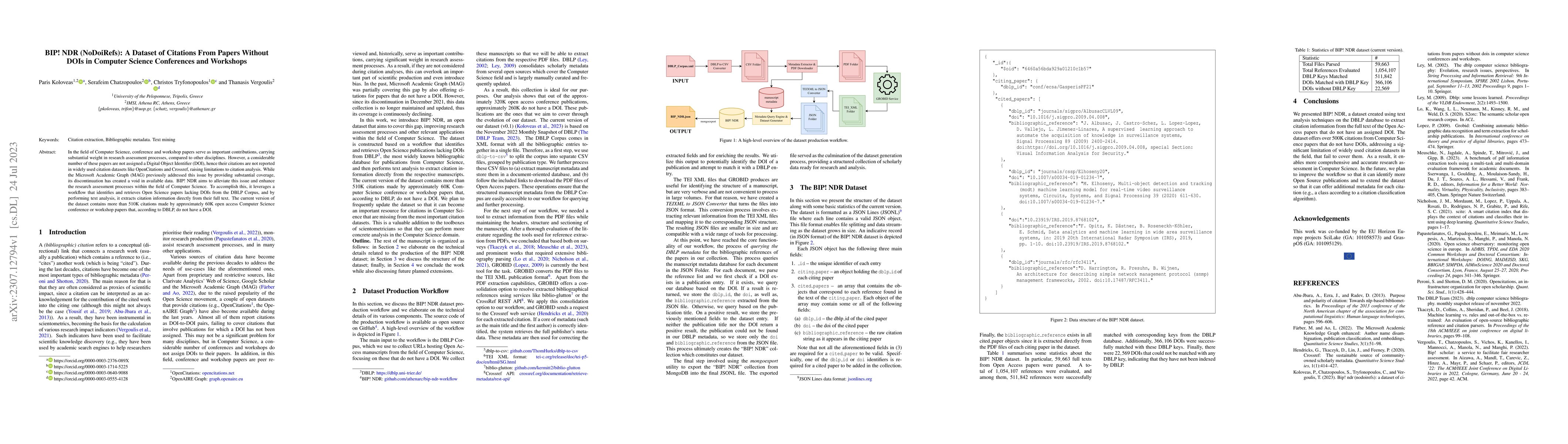 Thumbnail for BIP! NDR (NoDoiRefs): A Dataset of Citations From Papers Without DOIs in
  Computer Science Conferences and Workshops