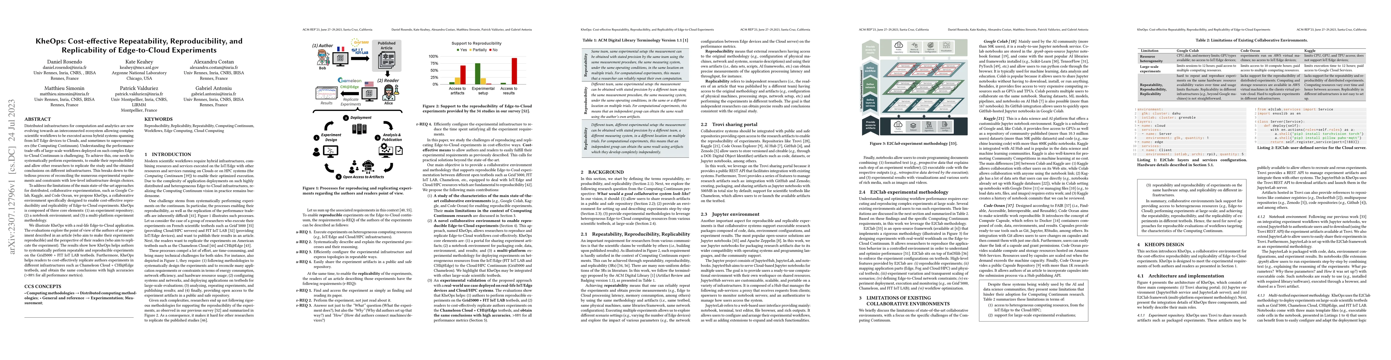 Thumbnail for KheOps: Cost-effective Repeatability, Reproducibility, and Replicability
  of Edge-to-Cloud Experiments