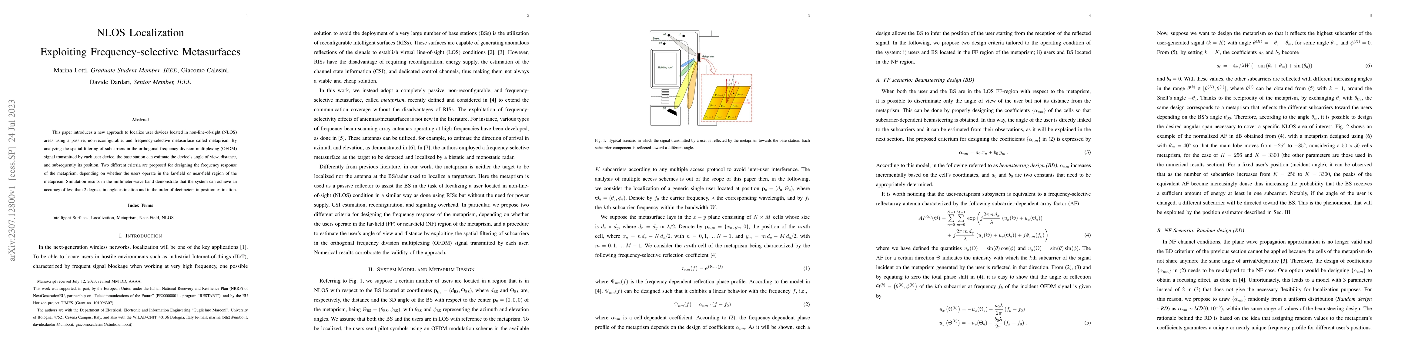 Thumbnail for NLOS Localization Exploiting Frequency-selective Metasurfaces