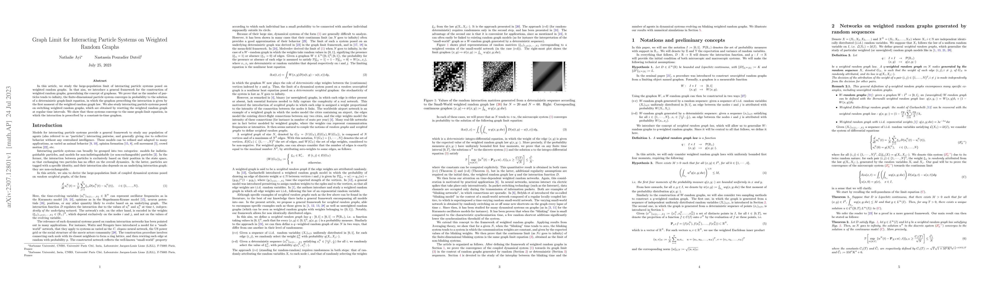 Thumbnail for Graph Limit for Interacting Particle Systems on Weighted Random Graphs