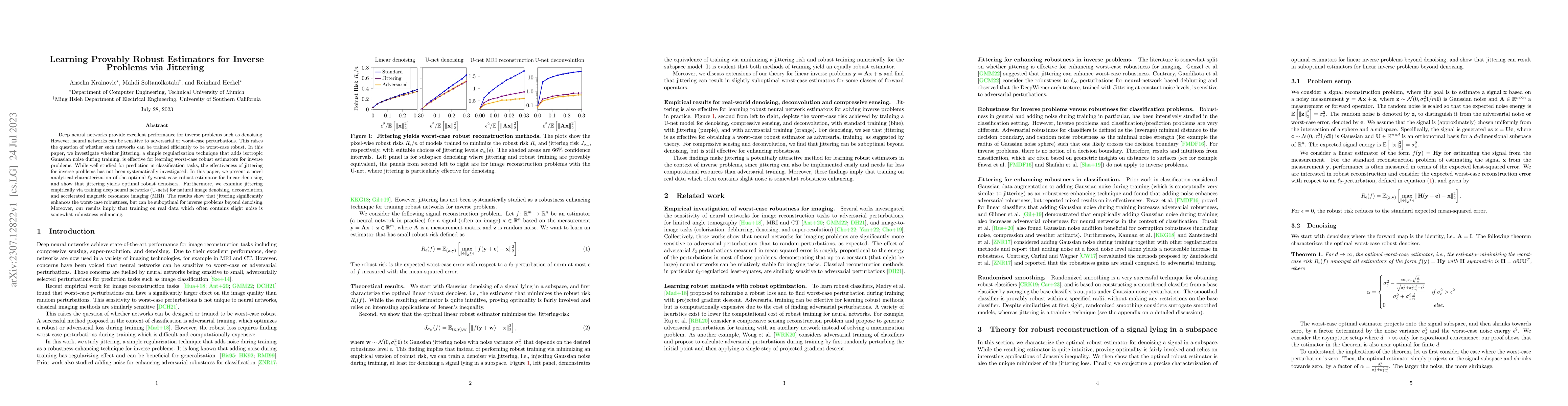 Thumbnail for Learning Provably Robust Estimators for Inverse Problems via Jittering