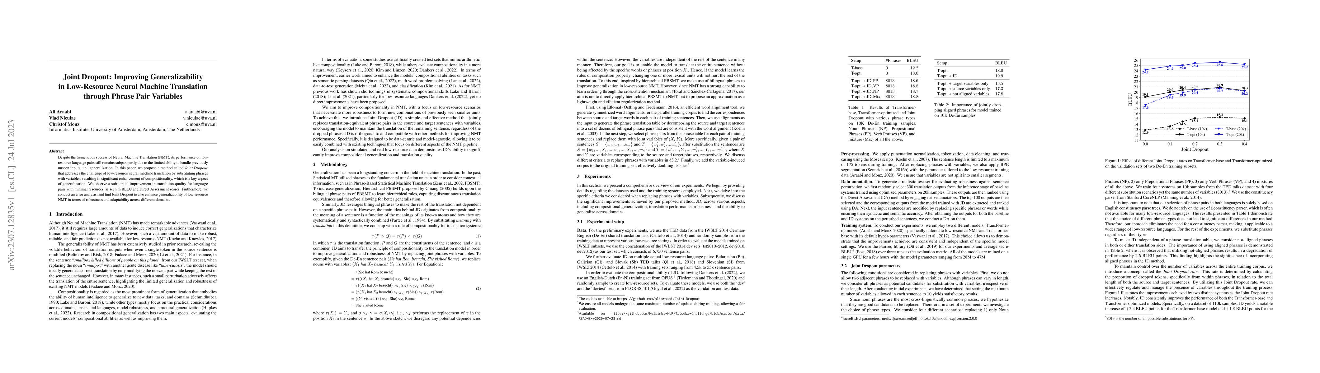 Thumbnail for Joint Dropout: Improving Generalizability in Low-Resource Neural Machine
  Translation through Phrase Pair Variables