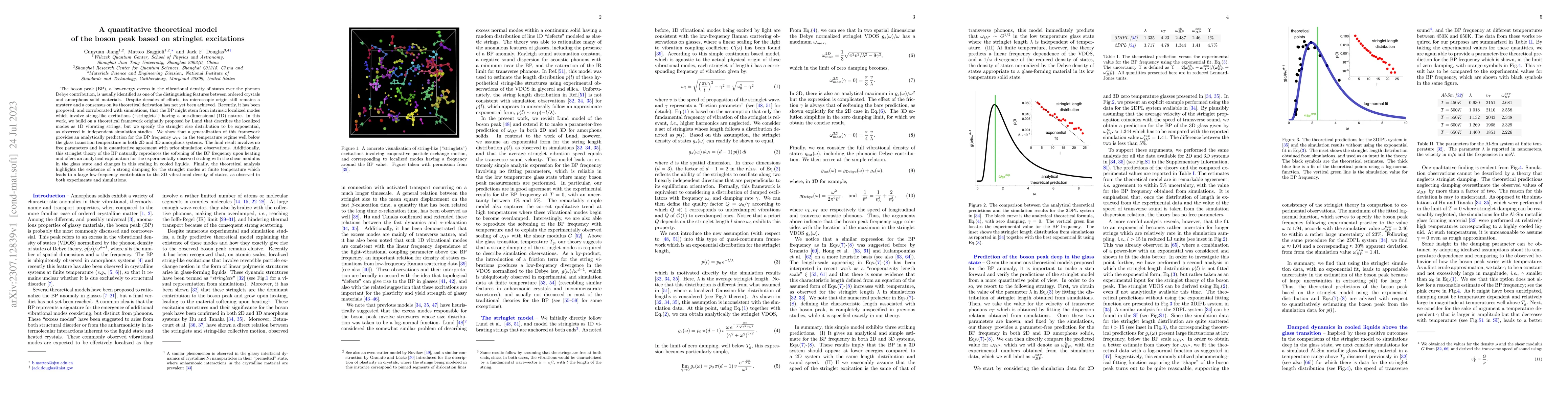 Thumbnail for A quantitative theoretical model of the boson peak based on stringlet
  excitations