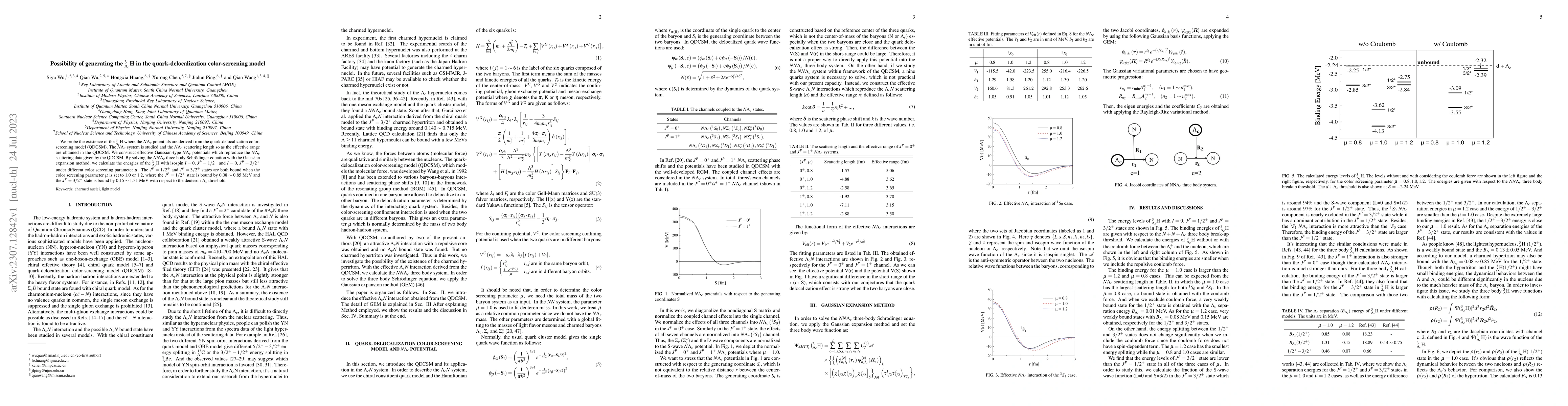 Thumbnail for Possibility of generating the $^3_{\Lambda_c}$H in the
  quark-delocalization color-screening model